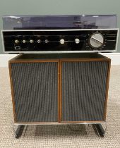 MID CENTURY EKCO E-STEREO MINI HI-FI ON STAND, Trident SRG607 turntable and tuner with pair of under