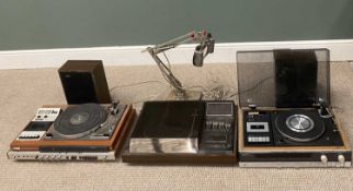 QUANTITY OF VINTAGE STEREO EQUIPMENT & TWIN LIGHT ANGLEPOISE LAMP WITH CENTRAL MAGNIFIER, hi-fi