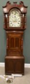OWEN EDWARDS HOLYHEAD VICTORIAN MAHOGANY LONGCASE CLOCK, arched top, painted dial set with Roman