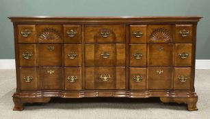 REPRODUCTION CHERRYWOOD NINE DRAWER CHEST / SIDEBOARD, inverted detail to the drawer fronts, with