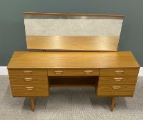 SCHREIBER MID CENTURY LONG MIRRORED DRESSING TABLE, having seven opening drawers on turned