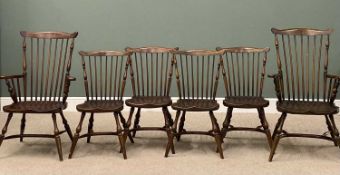 SET OF SIX GOOD QUALITY REPRODUCTION WINDSOR-STYLE CHAIRS WITH CRINOLINE STRETCHERS (4+2) the