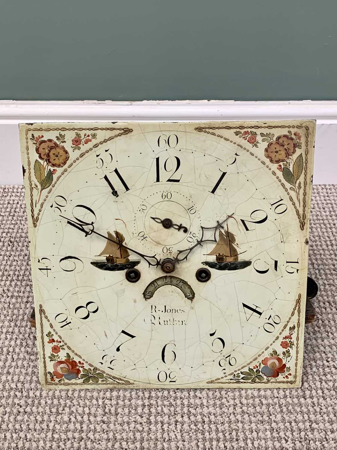 NORTH WALES LONGCASE CLOCK BY R JONES OF RUTHIN circa 1860, painted square dial set with Arabic - Image 7 of 10