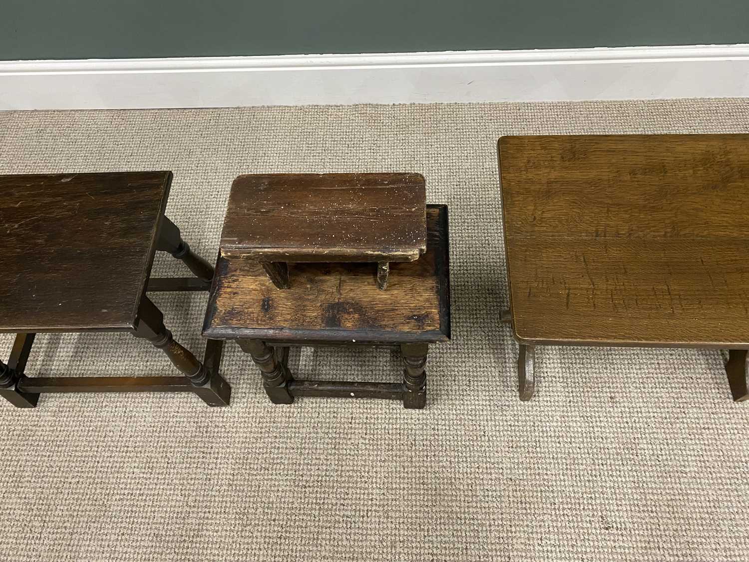 FOUR OCCASIONAL FURNITURE ITEMS, lot comprises a small rustic pine footstool, 14.5cms H, 30cms W, - Image 2 of 2