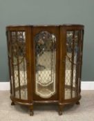 ART DECO STYLE WALNUT CHINA DISPLAY CABINET the shaped inverted breakfront with central glazed