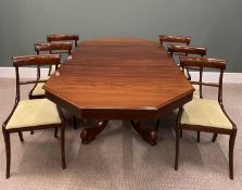 VICTORIAN EXTENDING MAHOGANY DINING TABLE & SIX REGENCY MAHOGANY SABRE LEG DINING CHAIRS, the