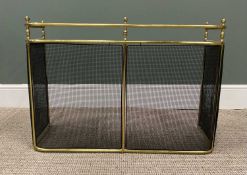 REPRODUCTION BRASS & BLACK METAL MESH FIREPLACE SPARK GUARD, 57cms H, 84cms exterior W, 80cms