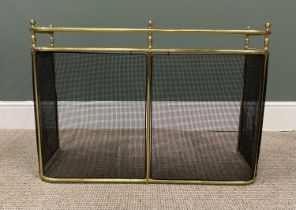 REPRODUCTION BRASS & BLACK METAL MESH FIREPLACE SPARK GUARD, 57cms H, 84cms exterior W, 80cms