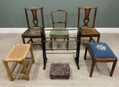 SEVEN ITEMS OF ANTIQUE & LATER OCCASIONAL FURNITURE, comprising a pair of oak peg joined farmhouse