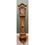 JOHN WOOD GRANTHAM ROCKING SHIP DUTCH INFLUENCED MARQUETRY INLAID LONGCASE CLOCK, the arched top