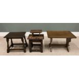 FOUR OCCASIONAL FURNITURE ITEMS, lot comprises a small rustic pine footstool, 14.5cms H, 30cms W,