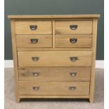 ULTRA MODERN OAK CHEST OF FOUR SHORT OVER THREE LONG DRAWERS, with campaign-style inset pull handles