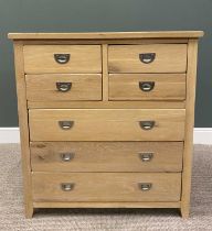 ULTRA MODERN OAK CHEST OF FOUR SHORT OVER THREE LONG DRAWERS, with campaign-style inset pull handles