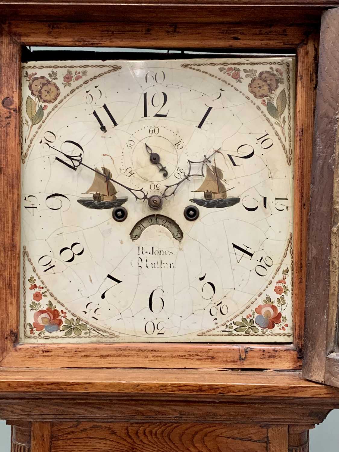 NORTH WALES LONGCASE CLOCK BY R JONES OF RUTHIN circa 1860, painted square dial set with Arabic - Image 6 of 10