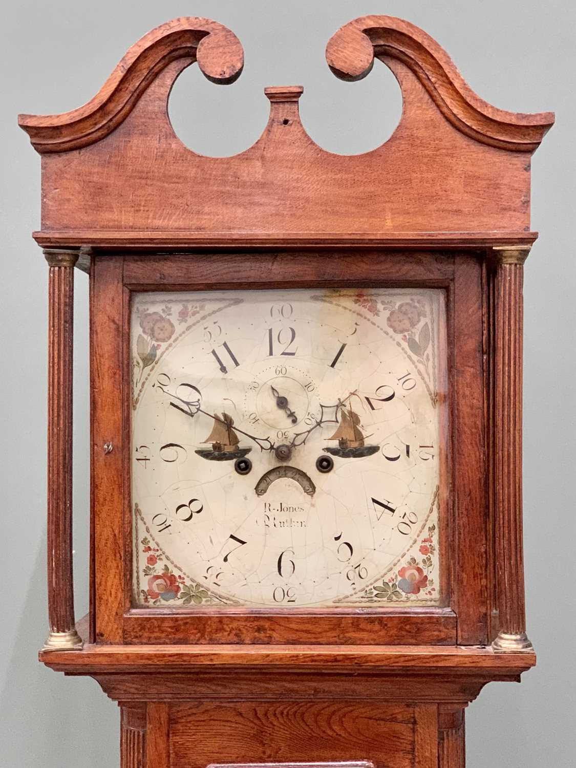 NORTH WALES LONGCASE CLOCK BY R JONES OF RUTHIN circa 1860, painted square dial set with Arabic - Image 5 of 10