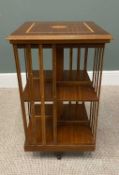 REPRODUCTION MAHOGANY REVOLVING BOOKCASE with Sheraton type fan inlay and satinwood banding to the