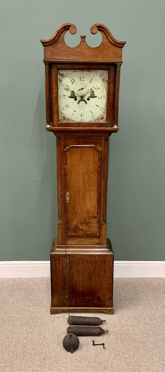 NORTH WALES LONGCASE CLOCK BY R JONES OF RUTHIN circa 1860, painted square dial set with Arabic
