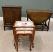 THREE VINTAGE OCCASIONAL FURNITURE ITEMS, comprising a mahogany two-door cupboard with block