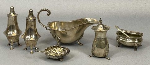 EIGHT SMALL ITEMS OF TABLE SILVER & ONE EPNS SALT SPOON, 6 x items bear Birmingham hallmarks,