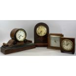 INLAID MAHOGANY CASED DOME TOP AMERICAN MANTEL CLOCK, circular dial with Arabic numerals, 8-day