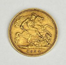 QUEEN VICTORIA VEILED HEAD GOLD HALF SOVEREIGN, 1894, 4g Provenance: private collection Gwynedd