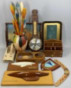 MIXED COLLECTABLES GROUP to include modern display boat hulls, oak framed wall barometer with