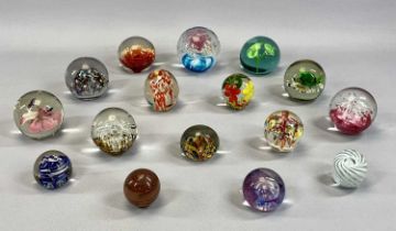 SIXTEEN COLOURFUL GLASS NOVELTY PAPERWEIGHTS, 9cms H (the largest) Provenance: private collection