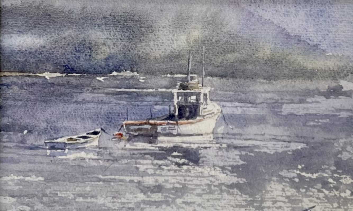 ROB HENDRY (British, 20th Century) watercolour - titled verso 'Yachts, Caernarfon Estuary', signed - Image 5 of 5