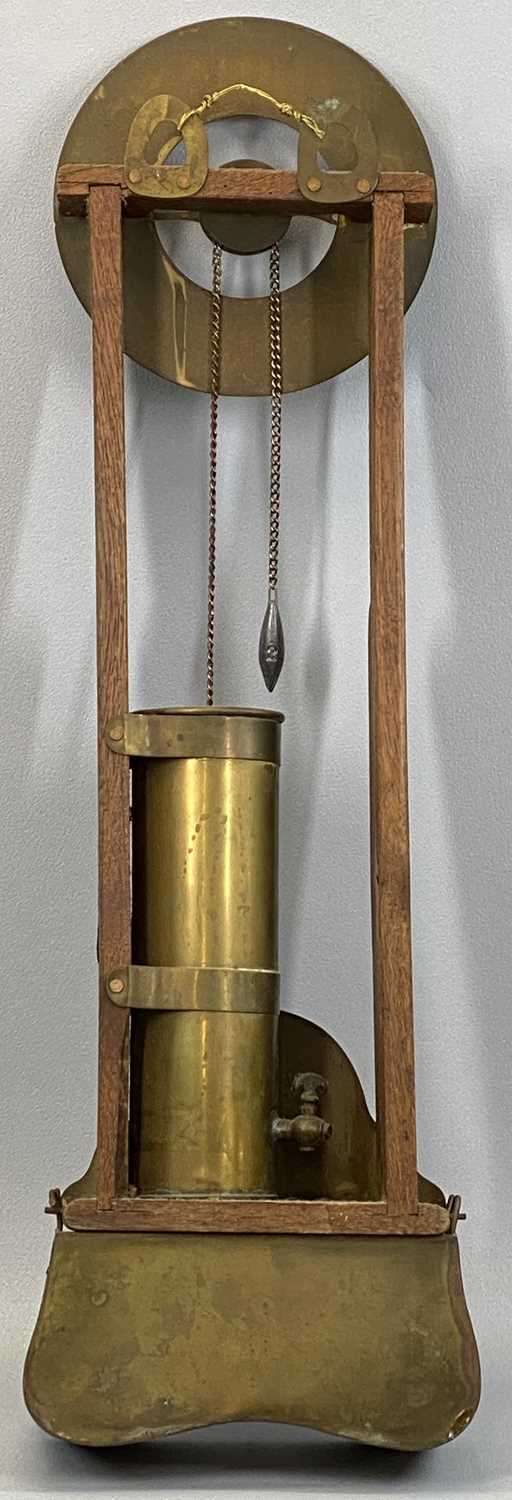 VINTAGE BRASS & CARVED OAK WATER CLOCK, engraved to the lower front plate 'W Andrews Fecit of Ye - Image 5 of 5