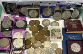 VICTORIAN SILVER & LATER PRE AND POST DECIMAL COINAGE AND COLLECTABLE CROWNS, lot includes 2 x