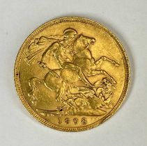 EDWARD VII GOLD FULL SOVEREIGN, 1908, 8g Provenance: private collection Gwynedd