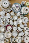LARGE COLLECTION OF EARLY 1900s WELSH SOUVENIR CHINA with transfer Welsh Ladies decoration,