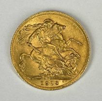 GEORGE V GOLD FULL SOVEREIGN, 1913, 8g Provenance: private collection Gwynedd