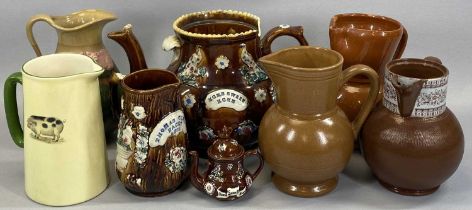BARGEWARE TEAPOT & COVER, similar items and a quantity of stoneware and other jugs Provenance:
