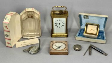 EARLY 20TH CENTURY BRASS CASED CARRIAGE CLOCK & OTHER COLLECTABLE ITEMS, including an Atkinson's