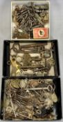 VINTAGE KEY COLLECTION, CLOCK, WATCH & CABINET TYPES, to include some railway carriage keys, one