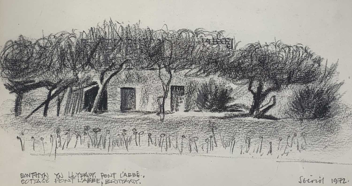 SEIRIOL DAVIES (British, 20th Century) charcoal drawing - Pont-l'Abbé Cottage, Pont-l'Abbé Brittany, - Image 4 of 7