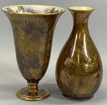 TWO WEDGWOOD LUSTRE VASES DESIGNED BY DAISY MAKEIG-JONES Z4830 PATTERN, comprising a trumpet-form