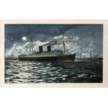 NEIL S HOPKINS (British, 20th Century) watercolour - titled 'Night Sailing', signed lower left, 11.5