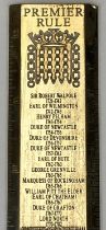MODERN SILVER PREMIER RULE RULER the front engraved with past Prime Ministers in chronological