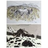 SIR KYFFIN WILLIAMS OBE RA (British, 1918-2006) promotional card / printed cards / prints x two -