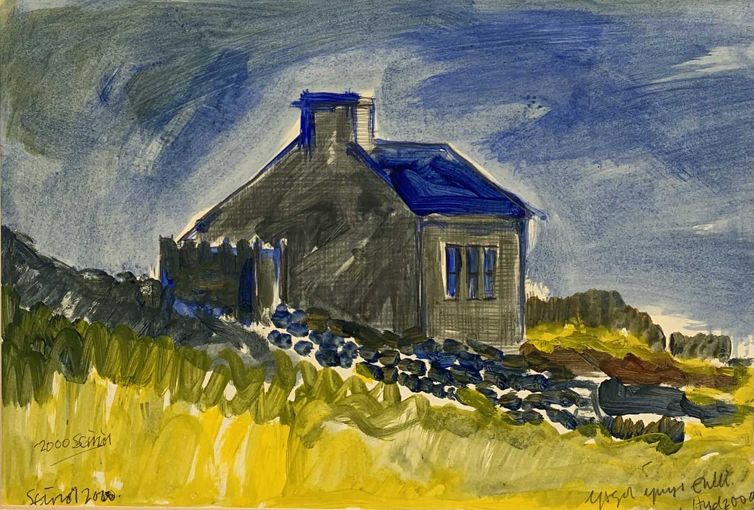 SEIRIOL DAVIES (British, 20th Century) gouache - titled verso 'Gwreiddiol Ynys Enlli 2000', signed - Image 2 of 6