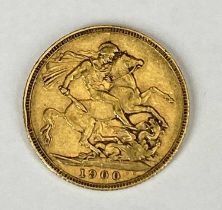 QUEEN VICTORIA VEILED BUST GOLD FULL SOVEREIGN, 1900, 8g Provenance: private collection Gwynedd