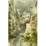 W H SWEET (late 19th / early 20th Century British) watercolour - titled verso 'Clovelly High