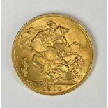 EDWARD VII GOLD FULL SOVEREIGN, 1910, 8g Provenance: private collection Gwynedd