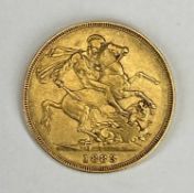 QUEEN VICTORIA YOUNG HEAD GOLD FULL SOVEREIGN, 1883, 8g Provenance: private collection Gwynedd