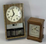 THOMAS FATTORINI'S PATENT 'BUGLER ALARM CLOCK' (DUPLEX ACTION) oak case with silvered dial and black