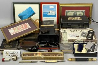 CIGAR, SNUFF & SMOKING RELATED COLLECTABLES GROUP, to include a bakelite and other snuff boxes,