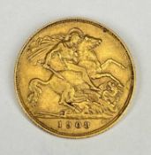 EDWARD VII GOLD HALF SOVEREIGN, 1908, 4g Provenance: private collection Gwynedd