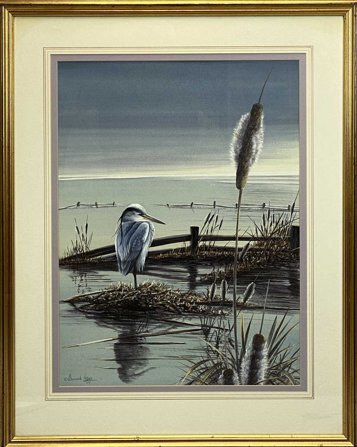 WARWICK HIGGS watercolour - Heron beside bullrushes, signed lower left, 50 x 37cms, and WINCHESTER - Image 5 of 8